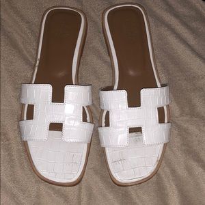 White Hermès sandals